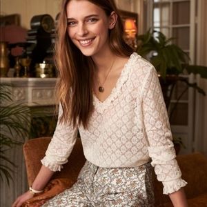 SEZANE | Leonora Long Sleeve Lace Blouse Medium